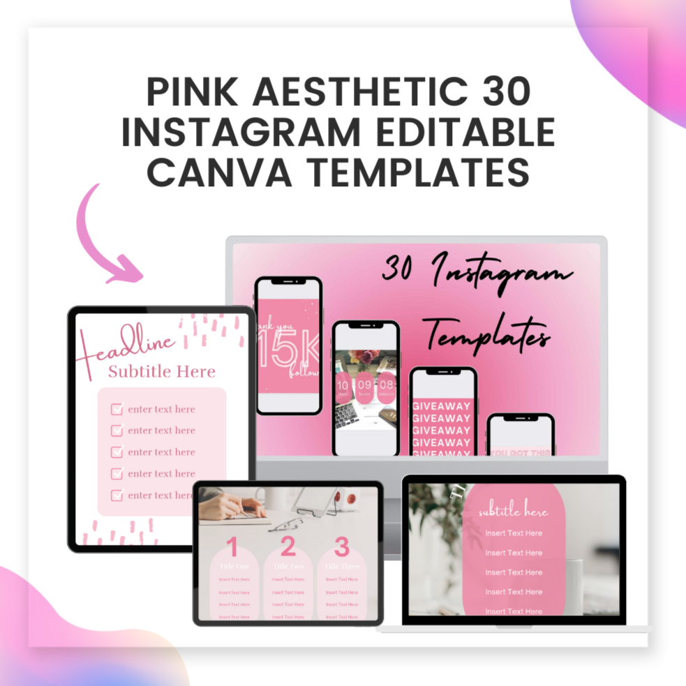 *30 Pink Aesthetic Instagram Templates