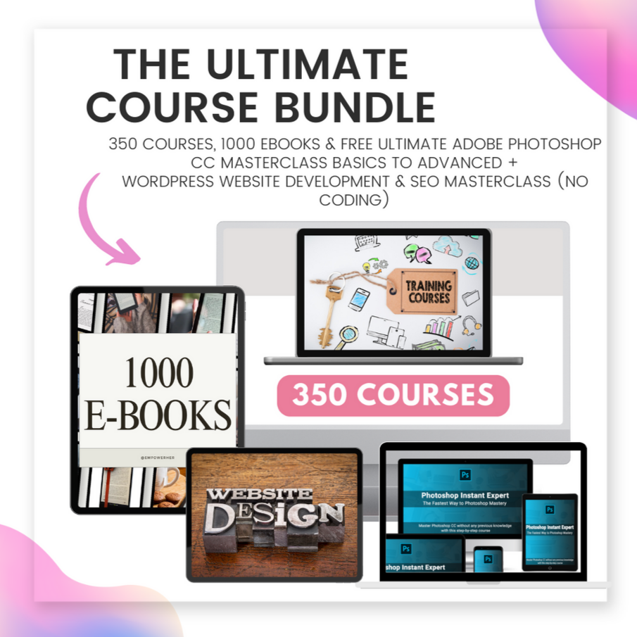 *350 Courses & 1000 Ebooks Bundle + Premium Freebies!