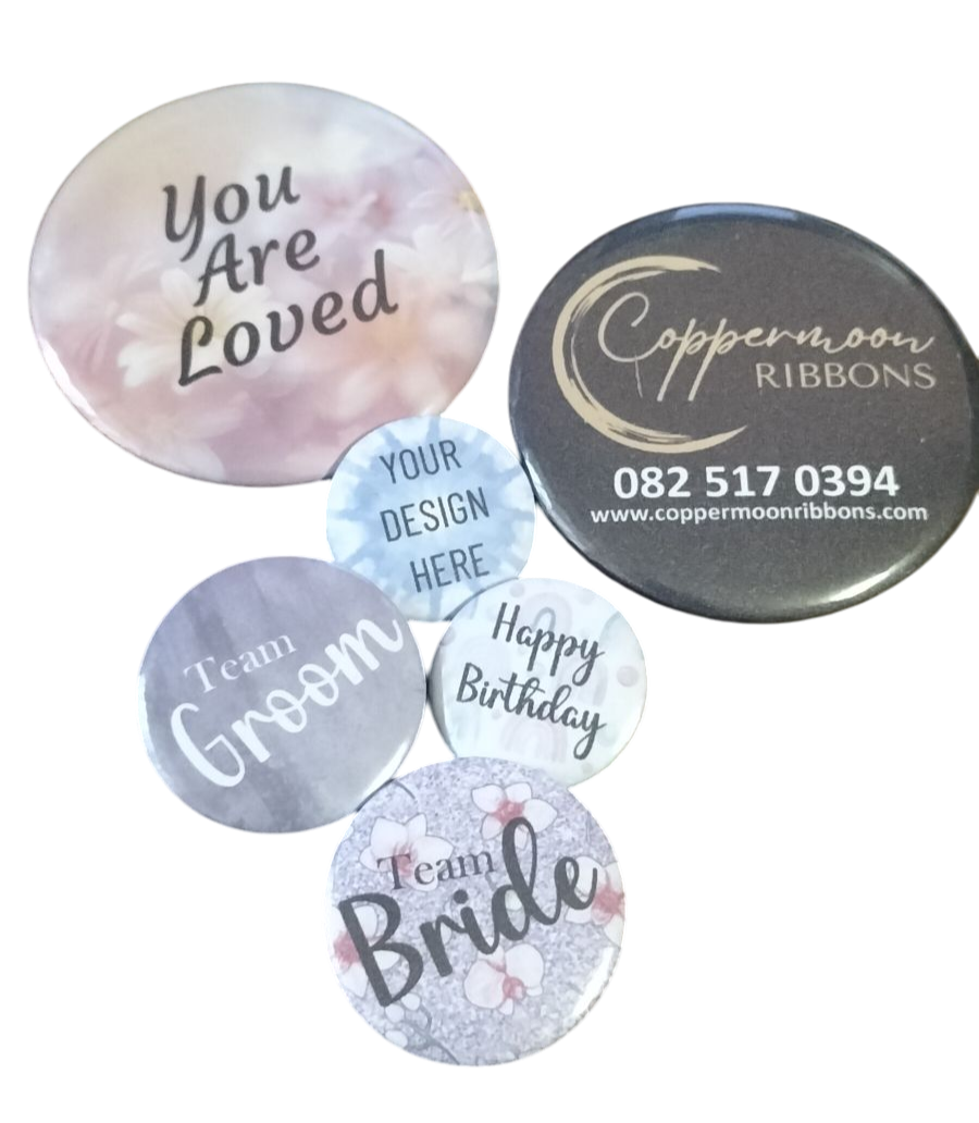 Buton Ribbon Button Pin Badges – Coppermoon Ribbons & Printing