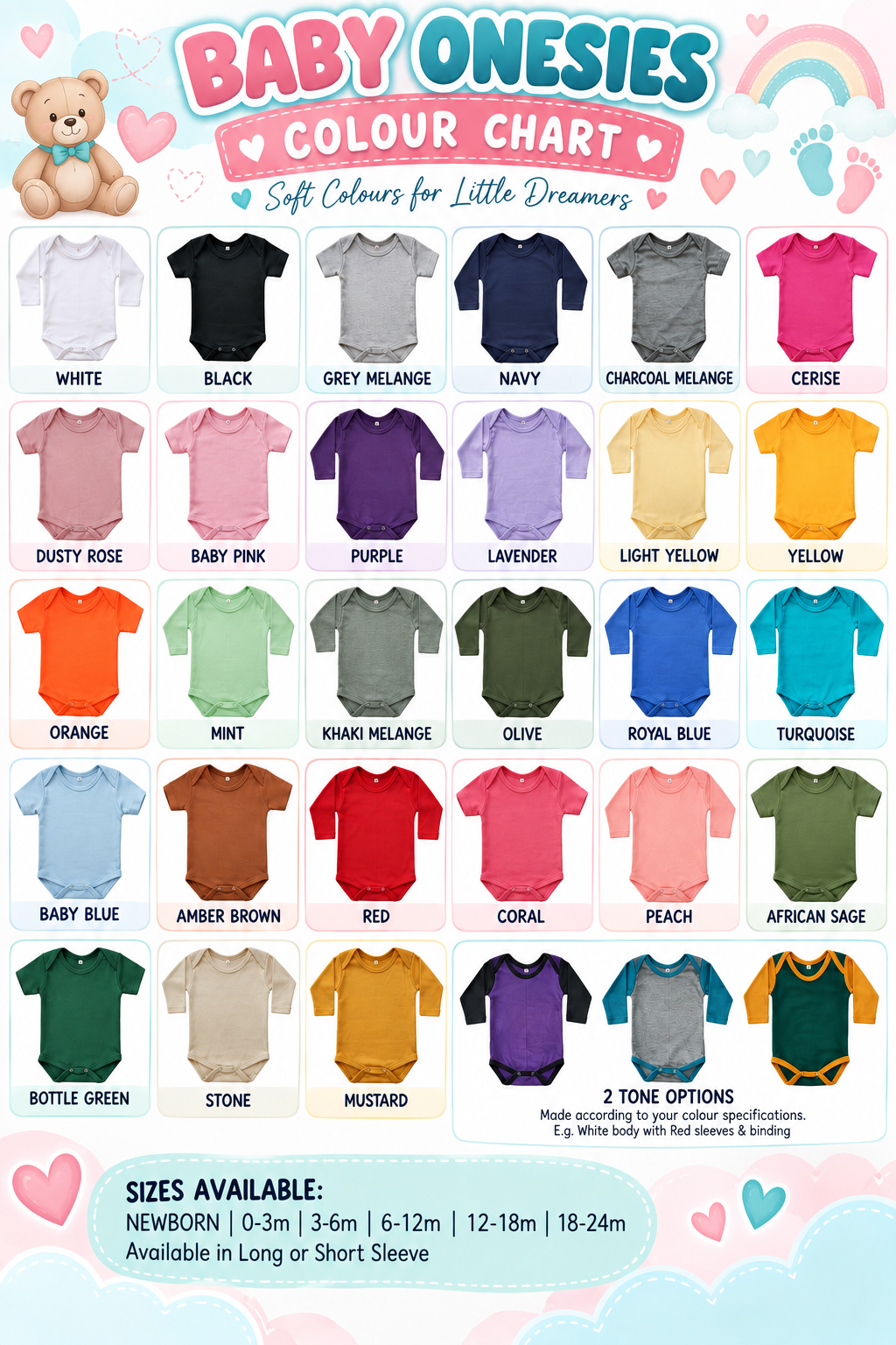 Baby DTF Printed Rugby Supporters 2-tone Baby Onesies - SHORT SLEEVE