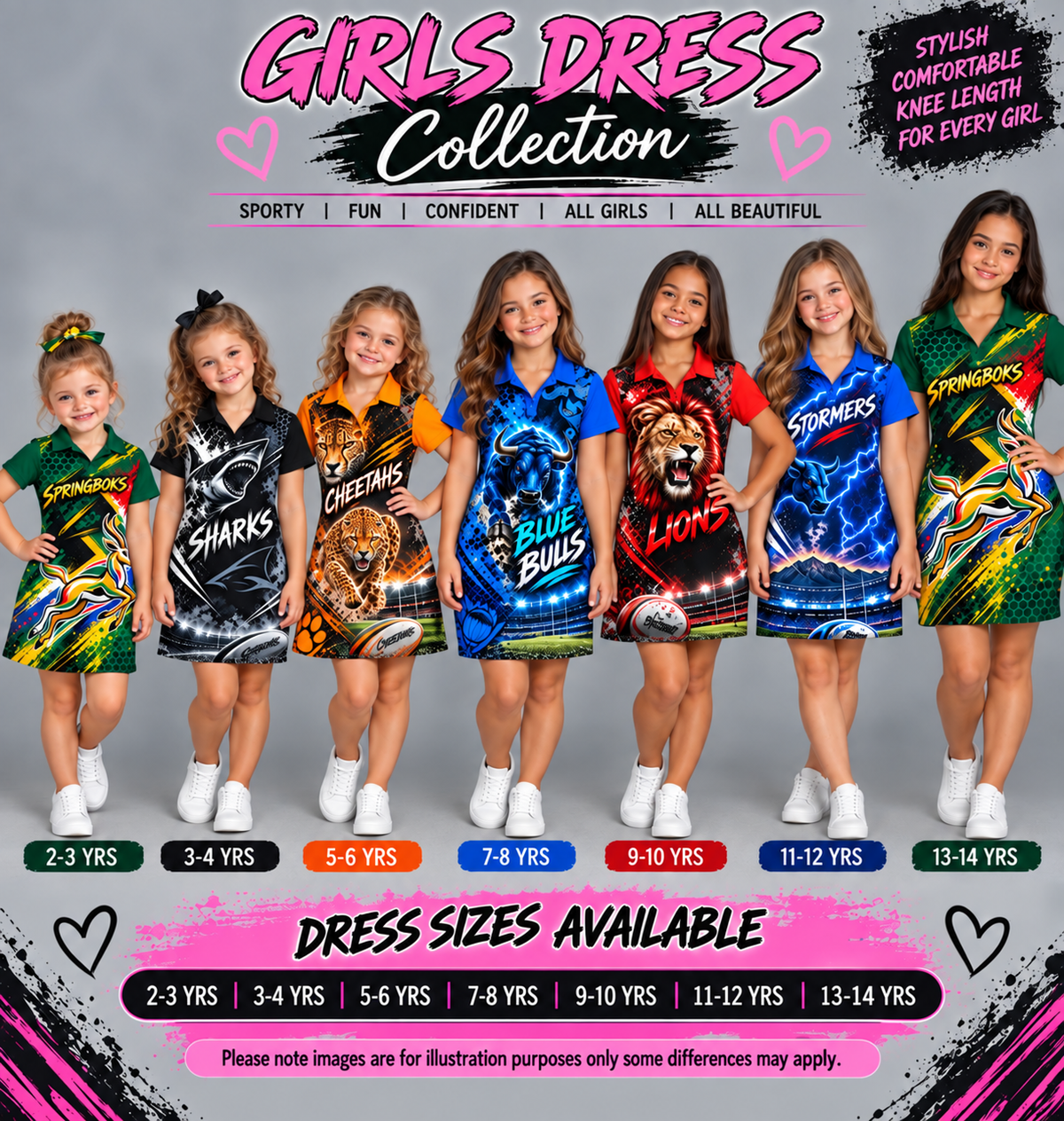 Girls Rugby Supporters Dress Collection